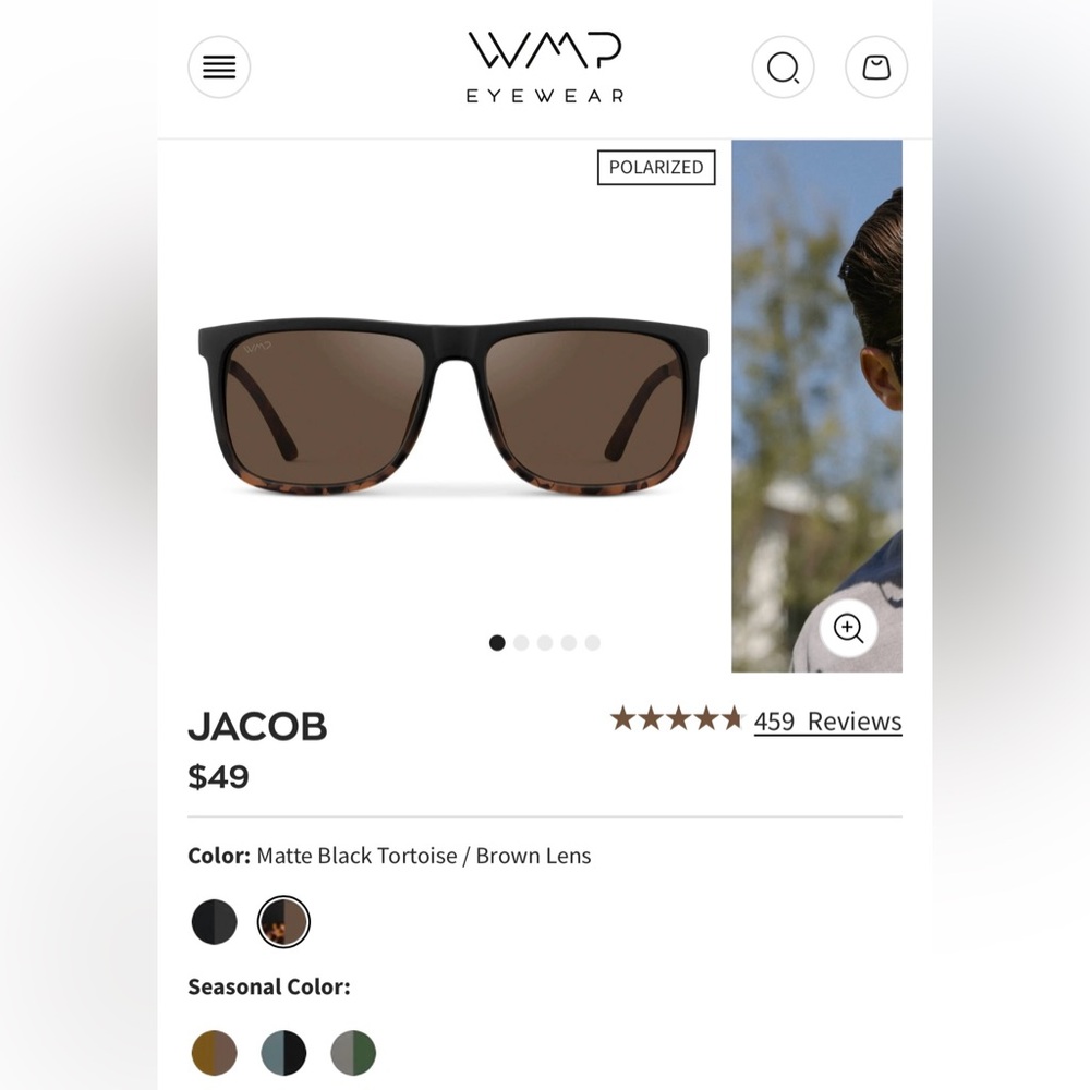 WMP Jacob Matte Black Tortoise Sunglasses — Brown Lens